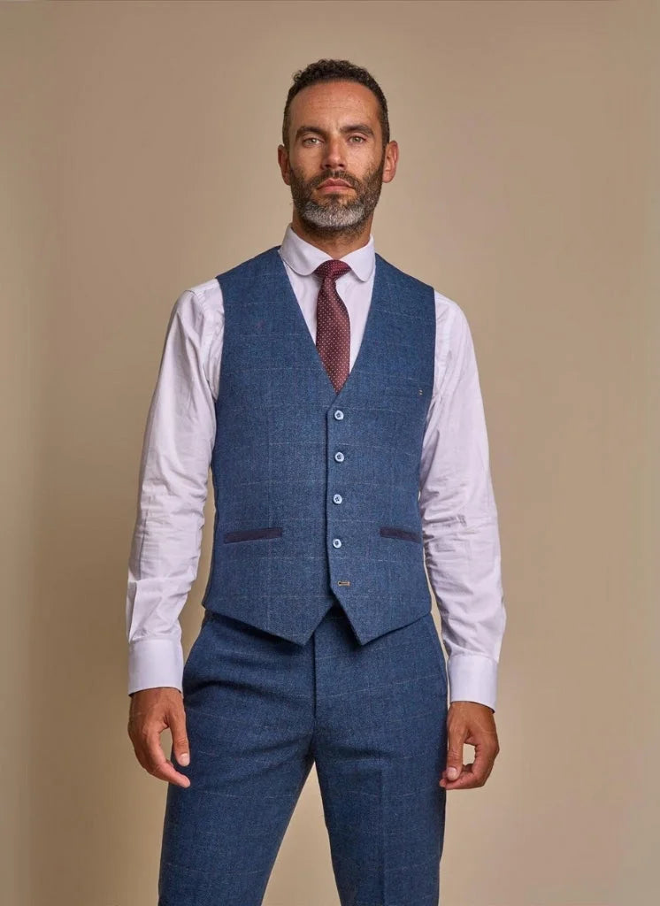 Cavani - Weste Peaky Style Carnegi Marineblau Tweed