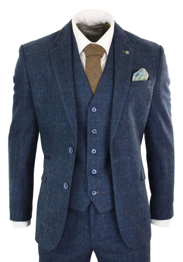 Dreiteiliger Anzug Cavani Peaky Style - Carnegi Navy Tweed