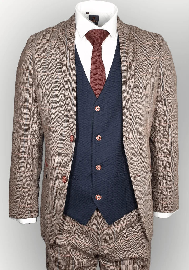 Dreiteiliger Anzug Mix and Match braun/schwarz Classic