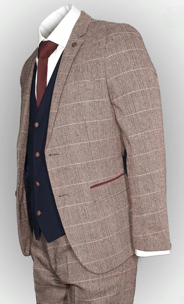 Dreiteiliger Anzug Mix and Match braun/schwarz Classic