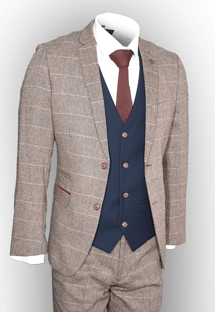 Dreiteiliger Anzug Mix and Match braun/schwarz Classic