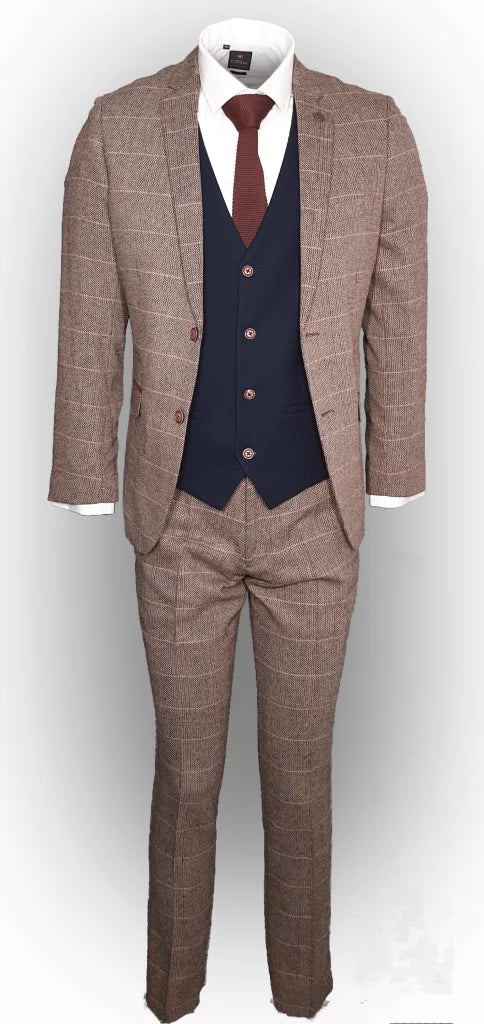 Dreiteiliger Anzug Mix and Match braun/schwarz Classic