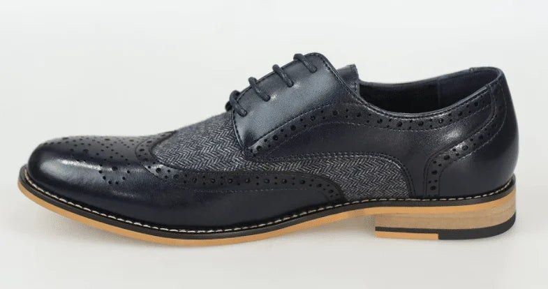 Dunkelblaue Tweed Schuhe | Cavani Horatio Navy - schoenen