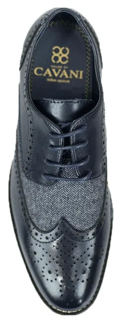 Dunkelblaue Tweed Schuhe | Cavani Horatio Navy - schoenen