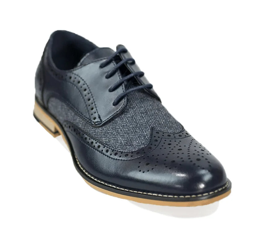 Dunkelblaue Tweed Schuhe | Cavani Horatio Navy - schoenen