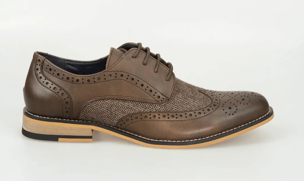 Dunkelbraune Tweed Schuhe | Cavani Horatio Brown - schoenen