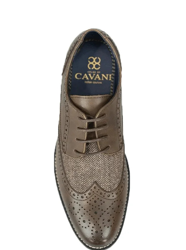 Dunkelbraune Tweed Schuhe | Cavani Horatio Brown - schoenen