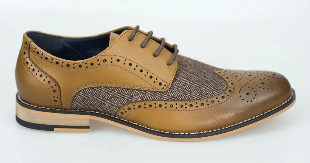 Dunkelbraune Tweed Schuhe | Cavani Horatio TAN - schoenen