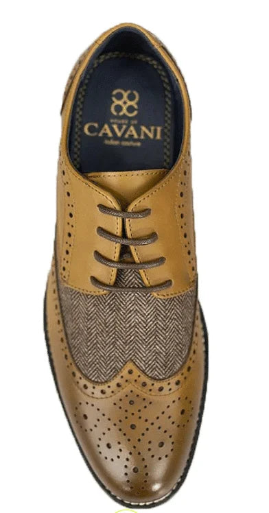 Dunkelbraune Tweed Schuhe | Cavani Horatio TAN - schoenen