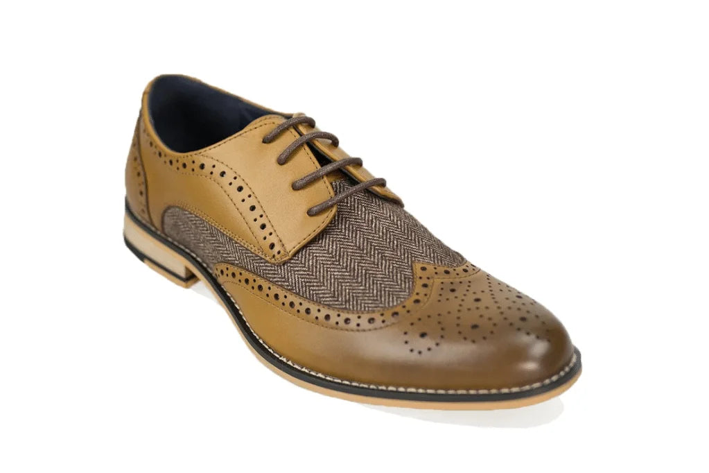 Dunkelbraune Tweed Schuhe | Cavani Horatio TAN - schoenen