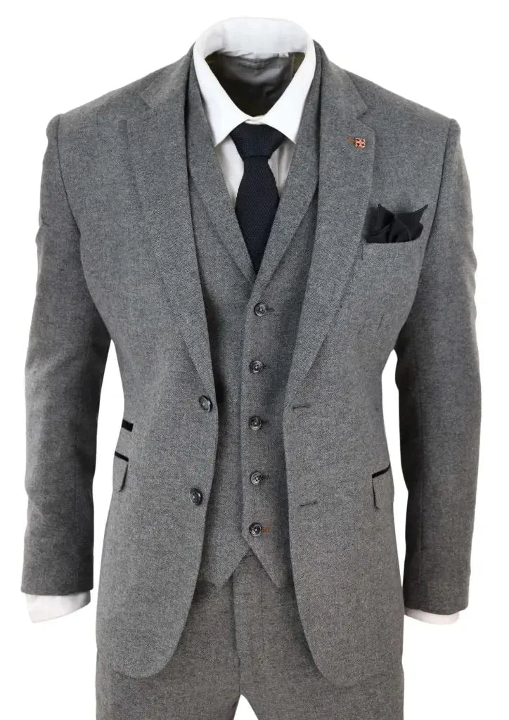 Cavani - Dreiteiliger Anzug - Martez Grey Tweed - driedelig