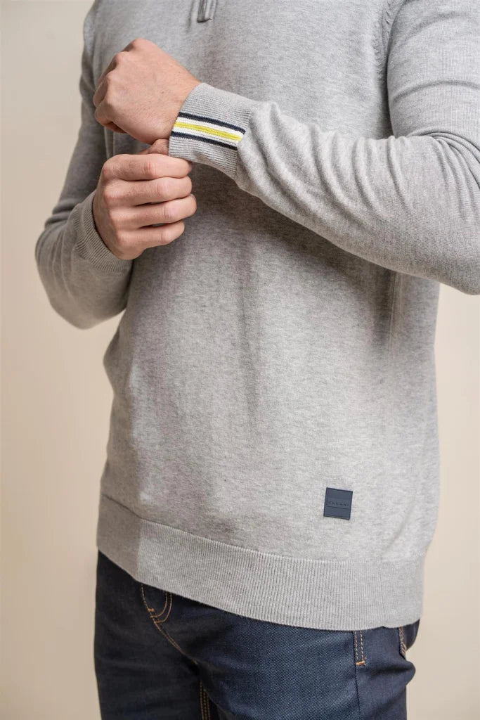 Falcao Grey - Pullover für Herren mit Reißverschluss