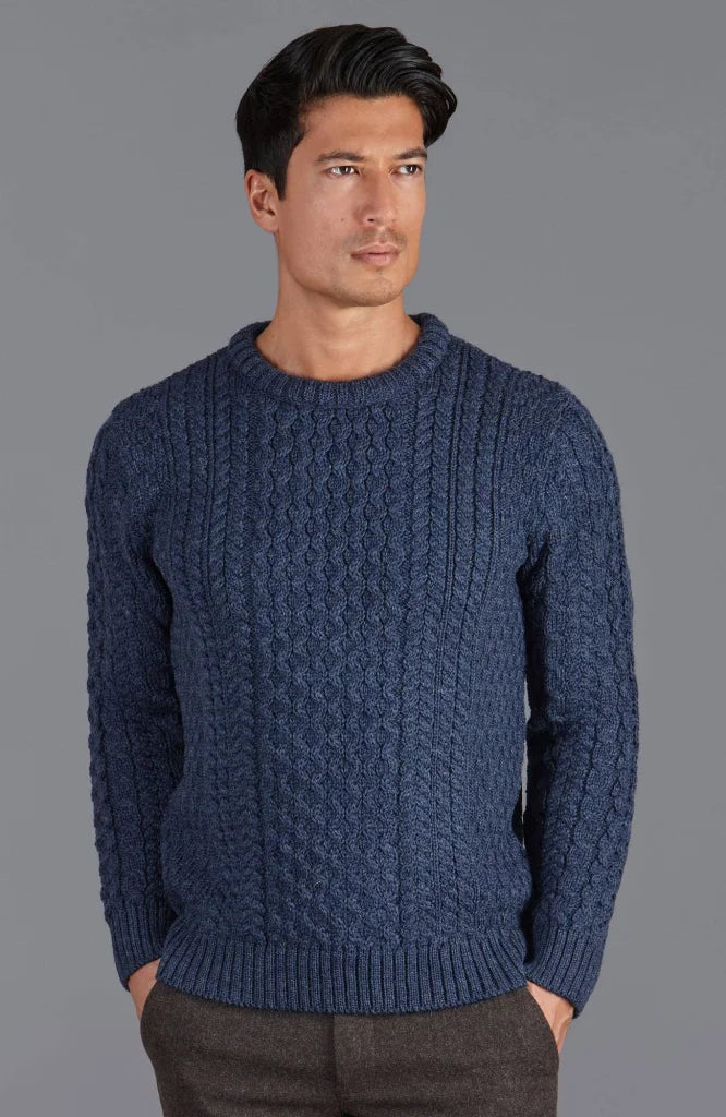 Fisherman’s Britische Woll-Kabelpullover für Herren - S