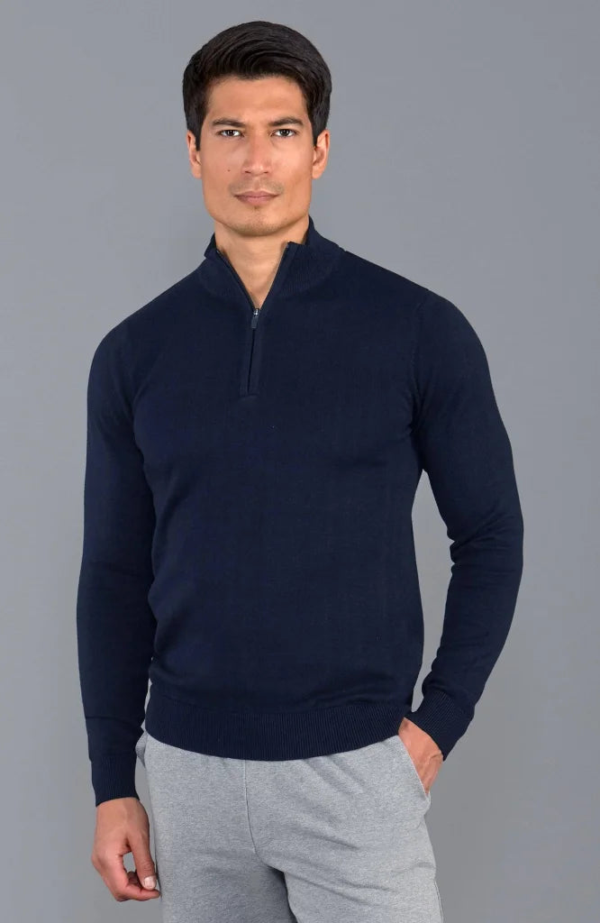 Herren 100% Baumwolle leichter Pullover mit Reißverschluss