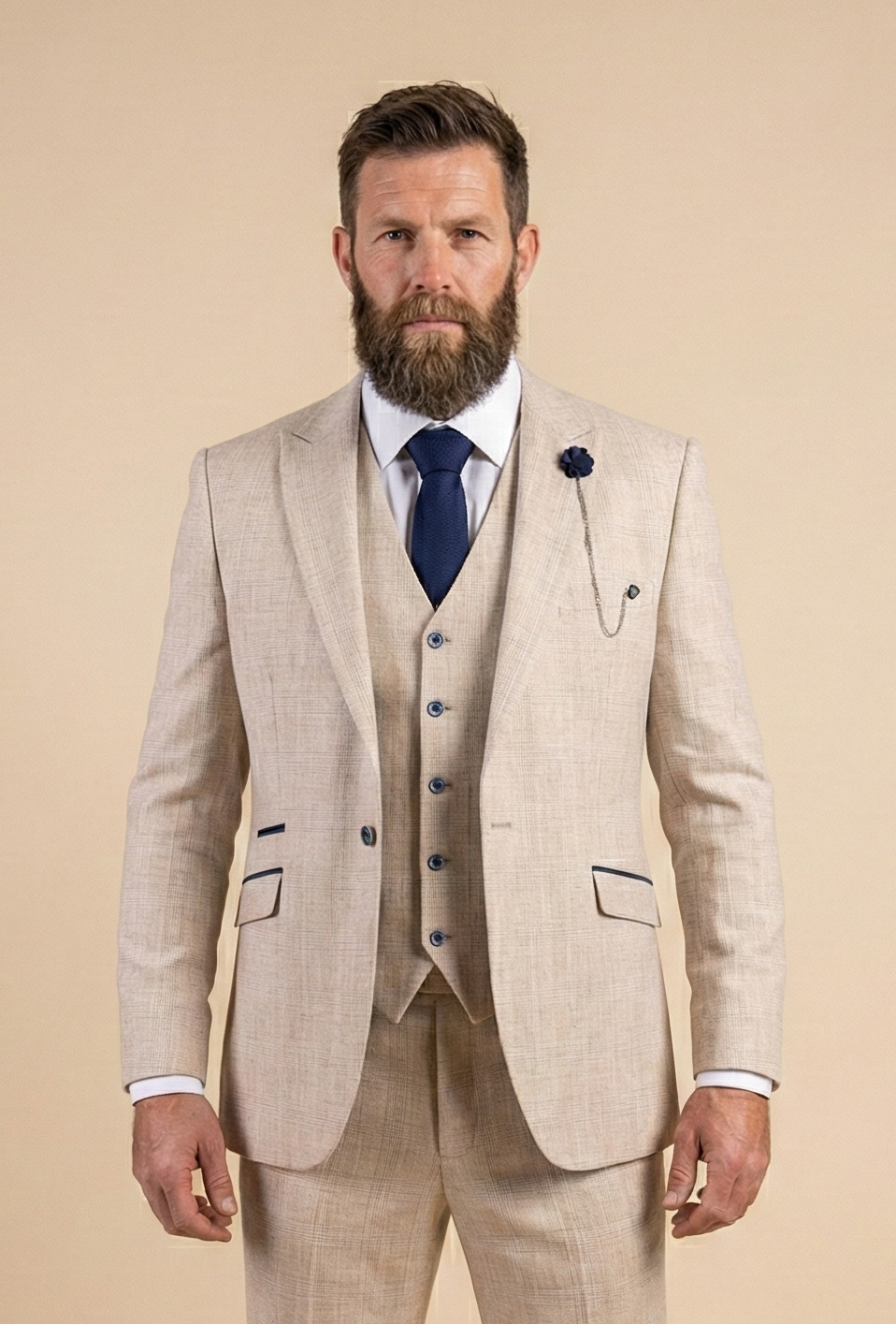 Herrenanzug beige - Cavani Caridi - driedelig pak