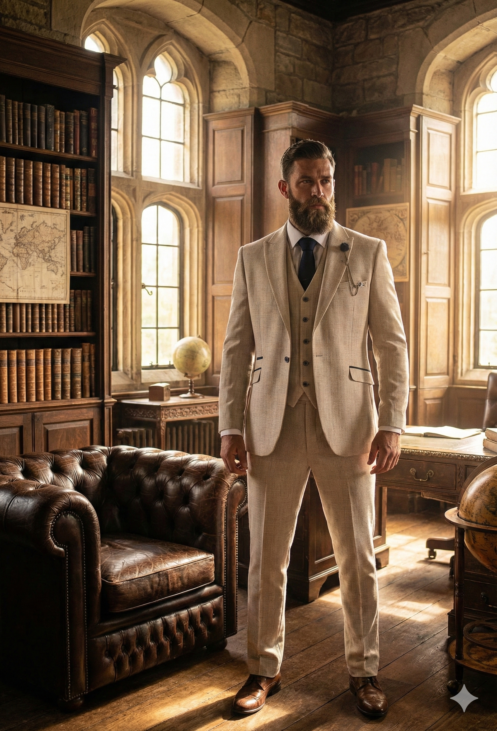 Herrenanzug beige - Cavani Caridi - driedelig pak