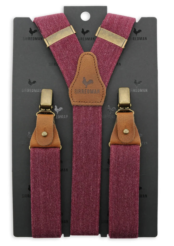 Hosenträger Classic Luxe Denim Urban bordeaux