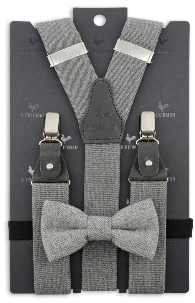 Hosenträger Gentleman Set Denim Kylian Tweed - grau