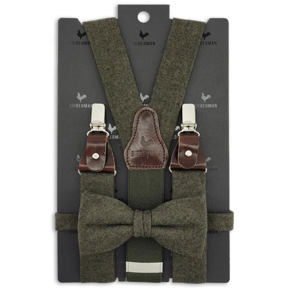 Hosenträger Gentleman Set Harrison Tweed - olivgrün