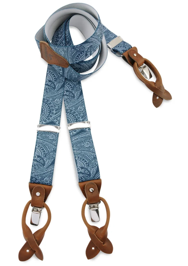 Hosenträger Gentleman Set Paisley Sketch blau - blau