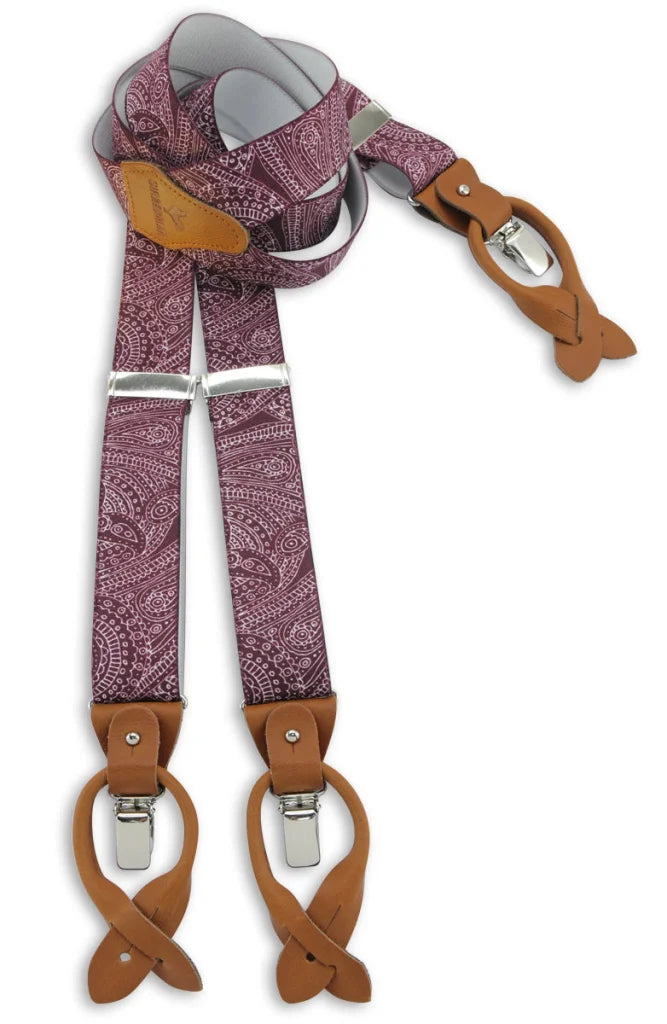 Hosenträger Gentleman Set Paisley Sketch - mauve