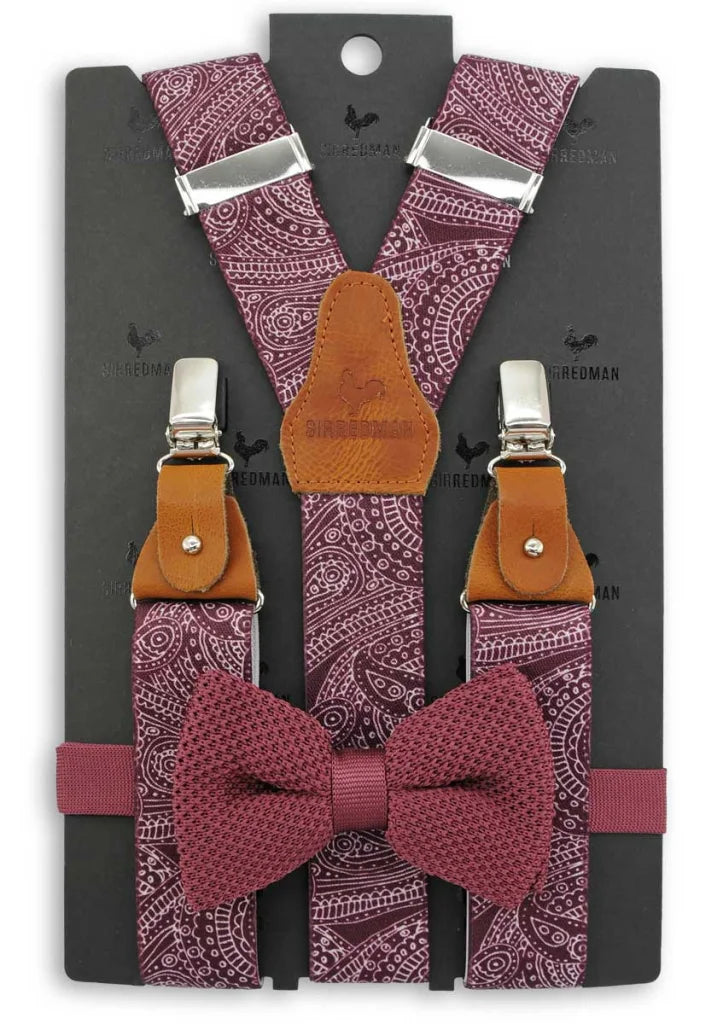 Hosenträger Gentleman Set Paisley Sketch - mauve