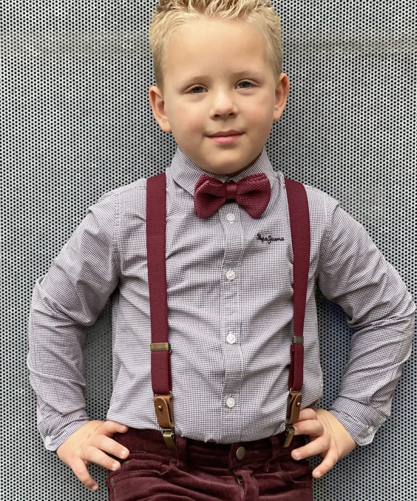 Hosenträger Kids Gentleman Set Mr Buck Burgundy - mauve
