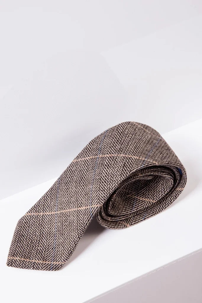 Krawatte Ted Beige Tweed Kariert