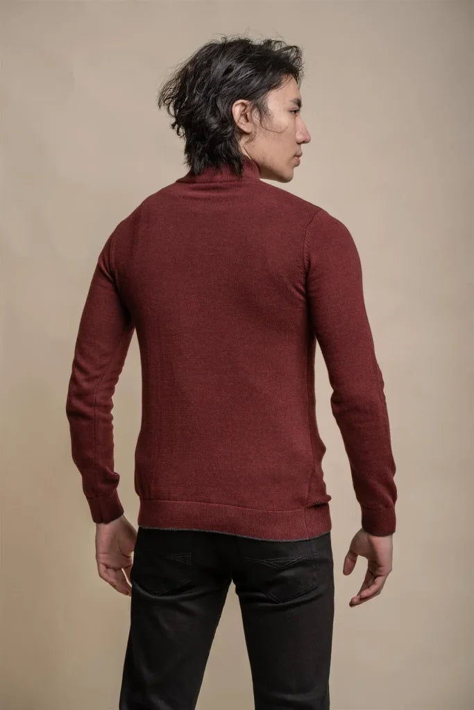 Kyle Wine Red - Pullover für Herren mit Reißverschluss