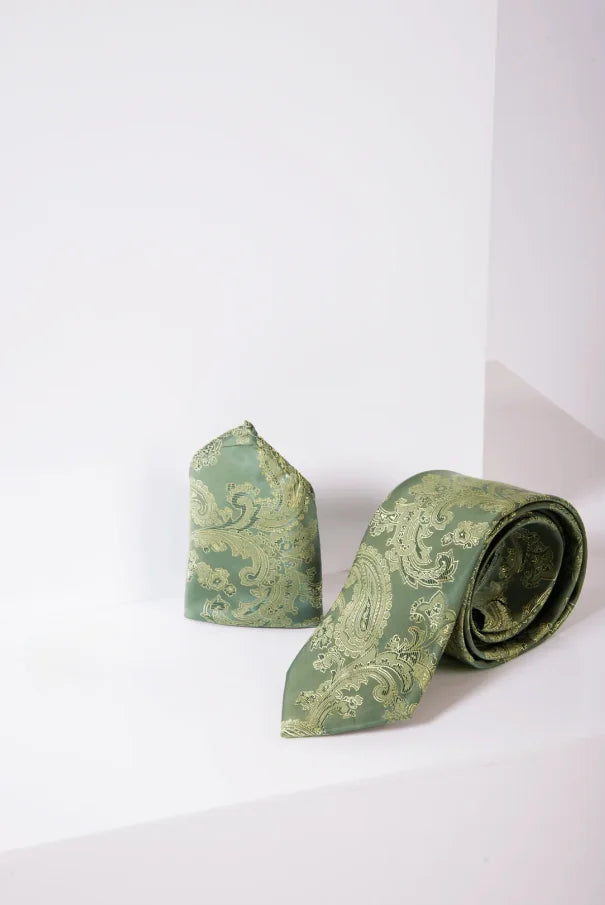 Marc Darcy Gentlemen-Set Green Paisley Krawatte &