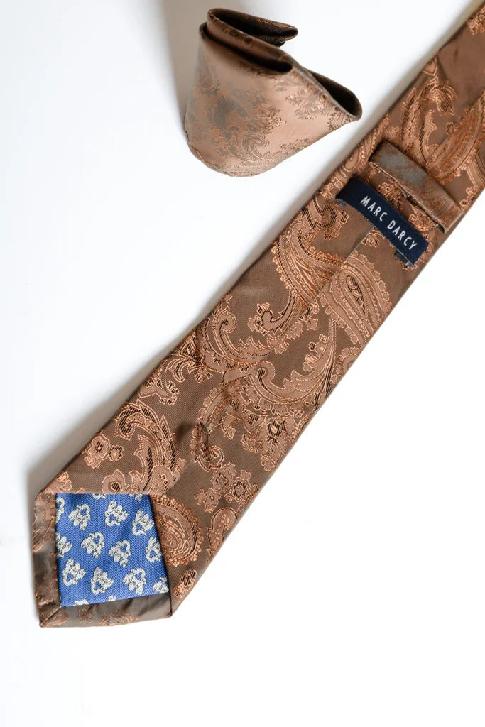 Marc Darcy Gentlemen-Set Orange Paisley Krawatte &