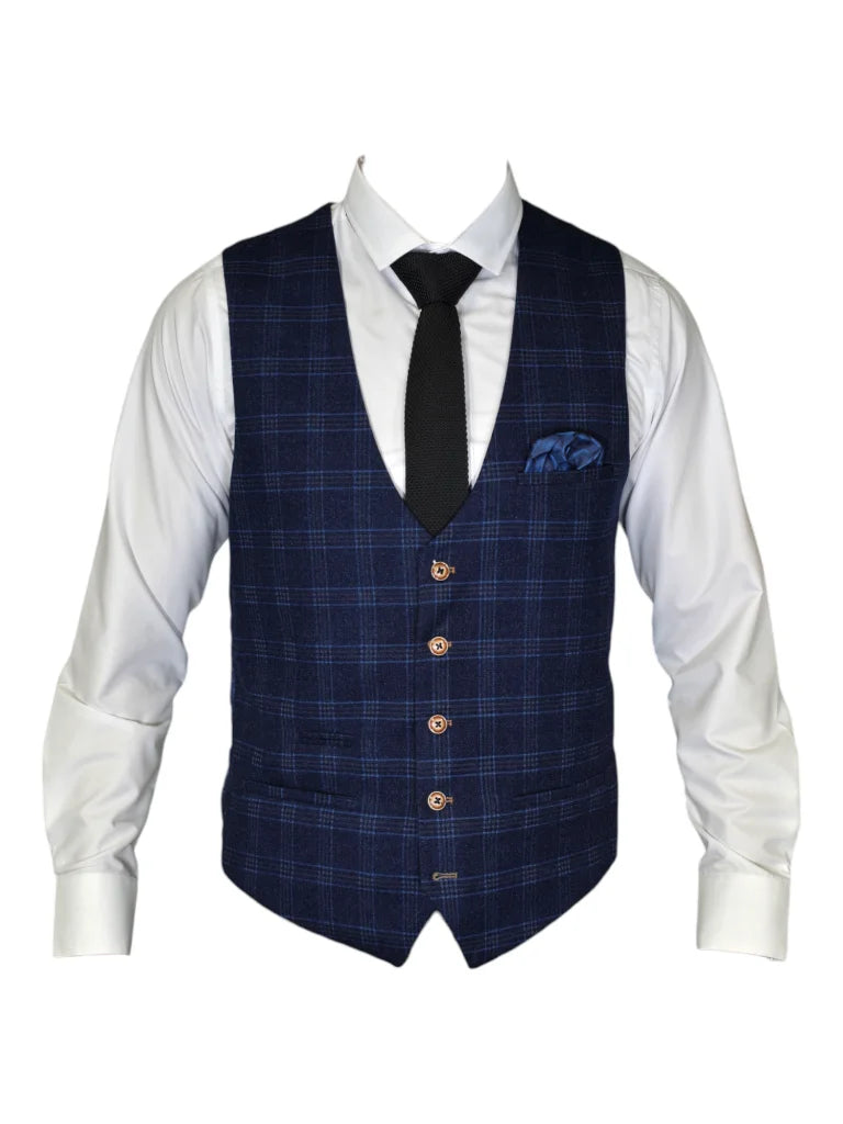 Marc Darcy - Weste Blau Chigwell Tweed - Weste