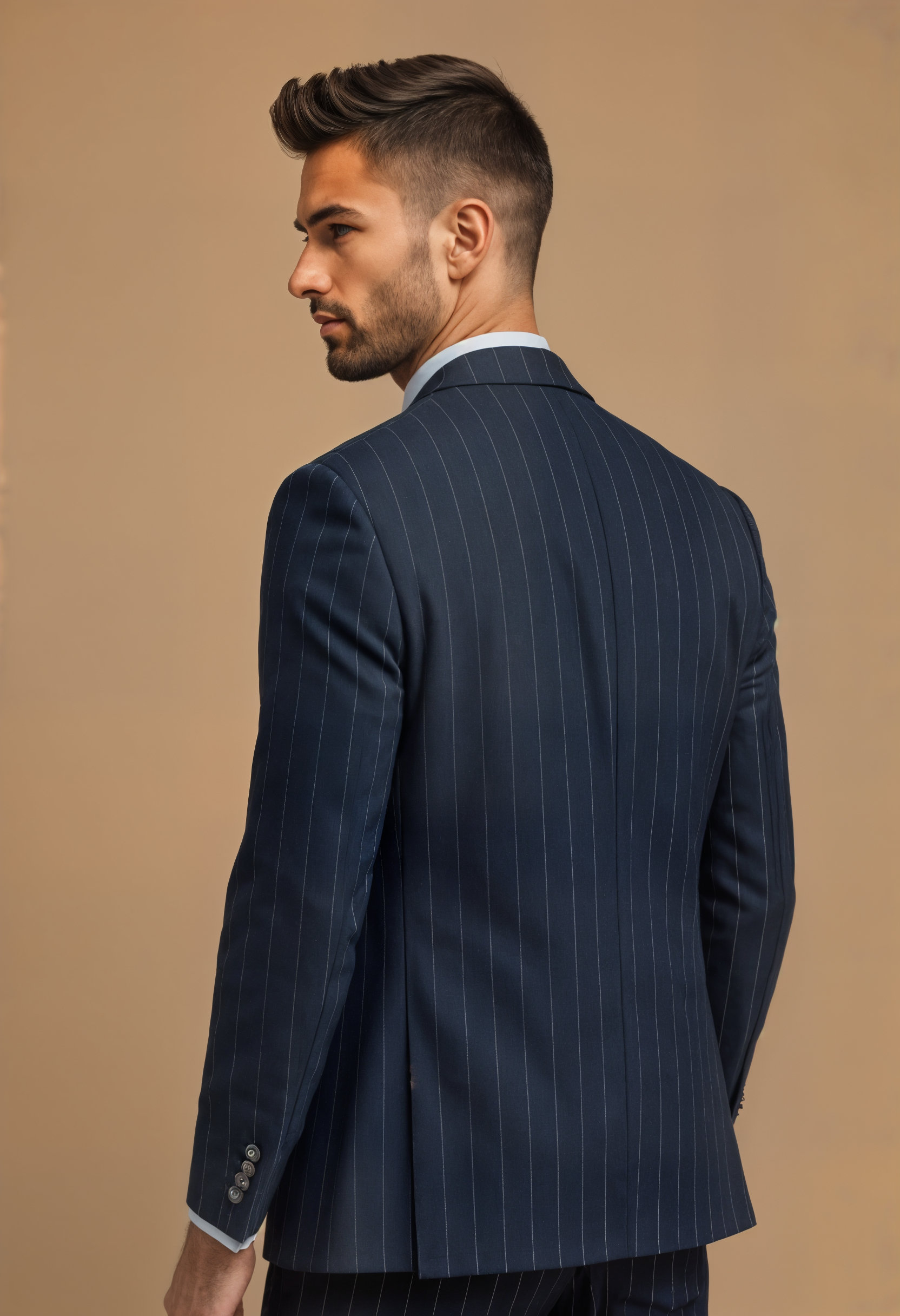 Marineblau gestreiftes Herrenanzug - Cavani Invincible Suit