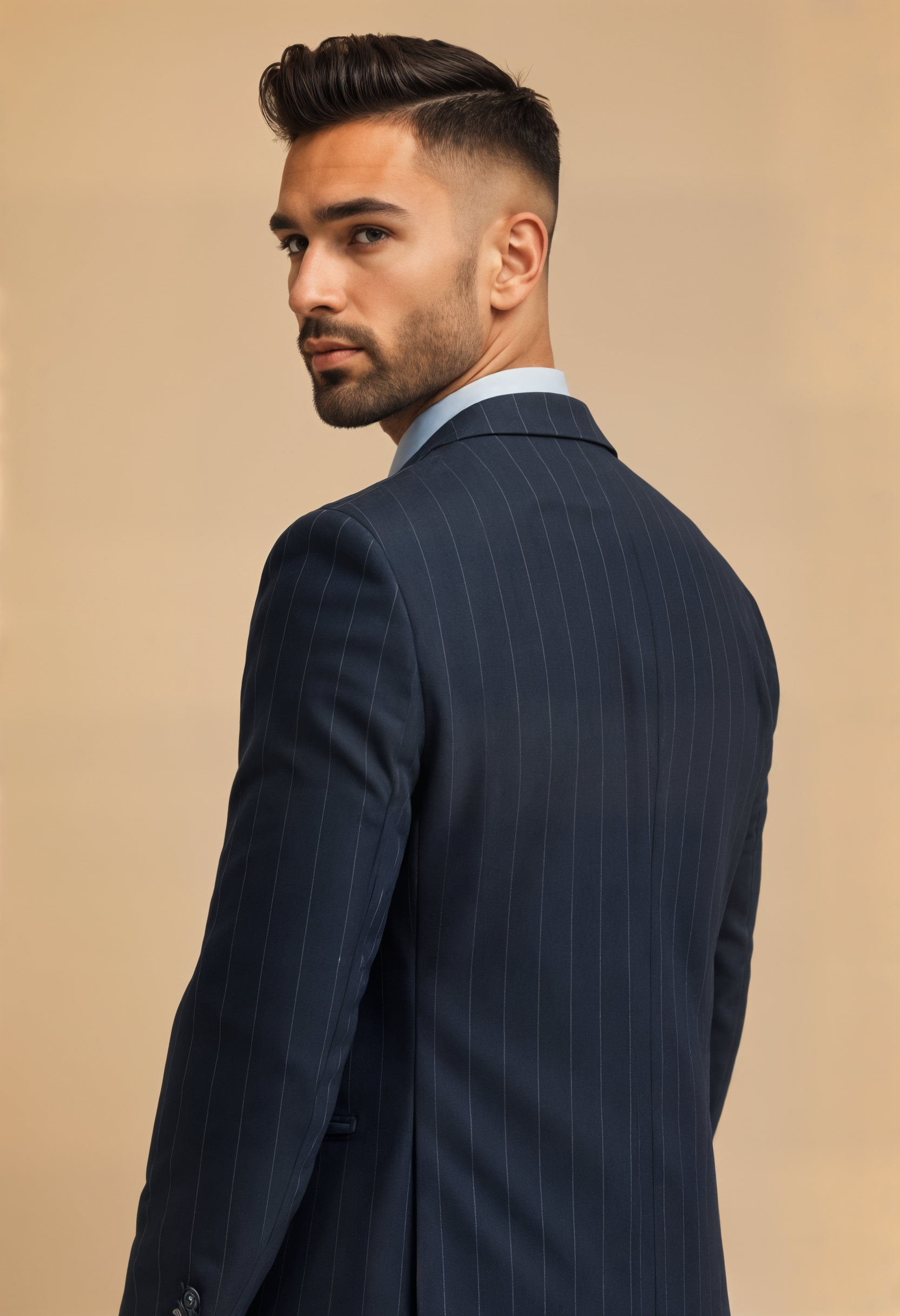 Marineblau gestreiftes Herrenanzug - Cavani Invincible Suit