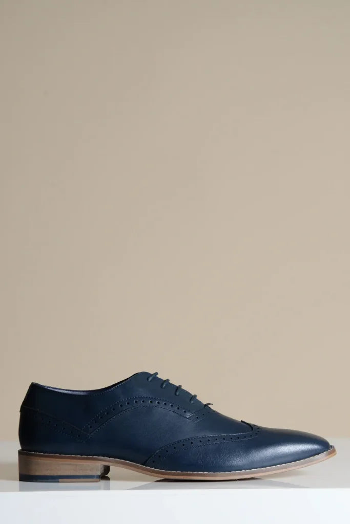 Marineblaue Lederschuhe Marc Darcy Dawson - Wingtip Brogue