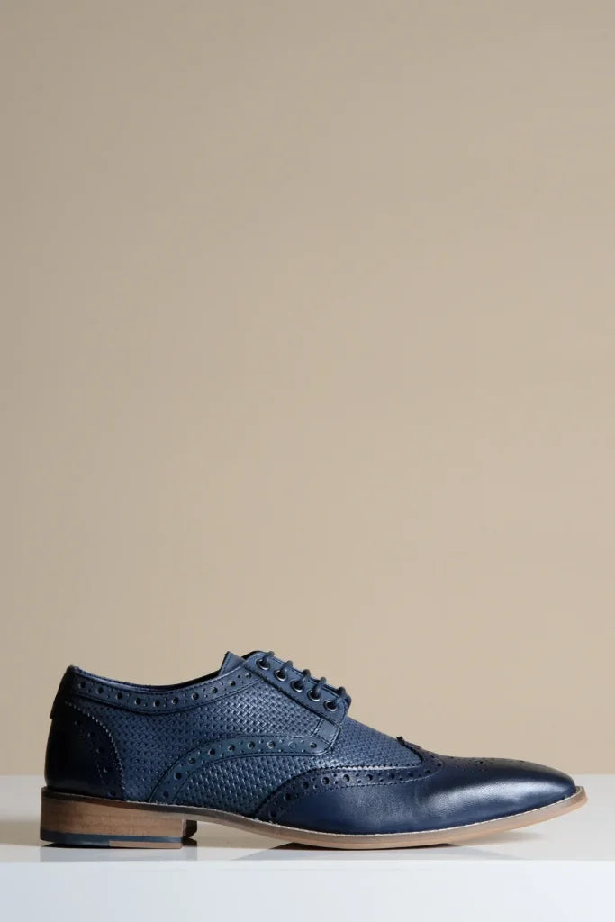 Navy Lederschuhe Marc Darcy Brandon - Wingtip Brogue