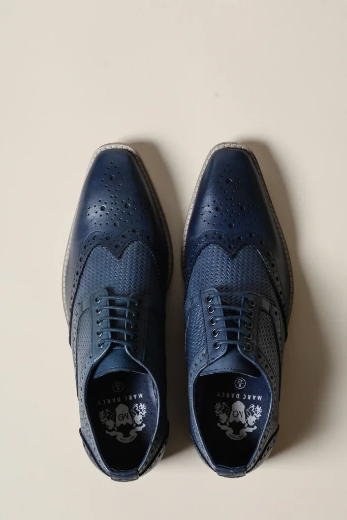 Navy Lederschuhe Marc Darcy Brandon - Wingtip Brogue