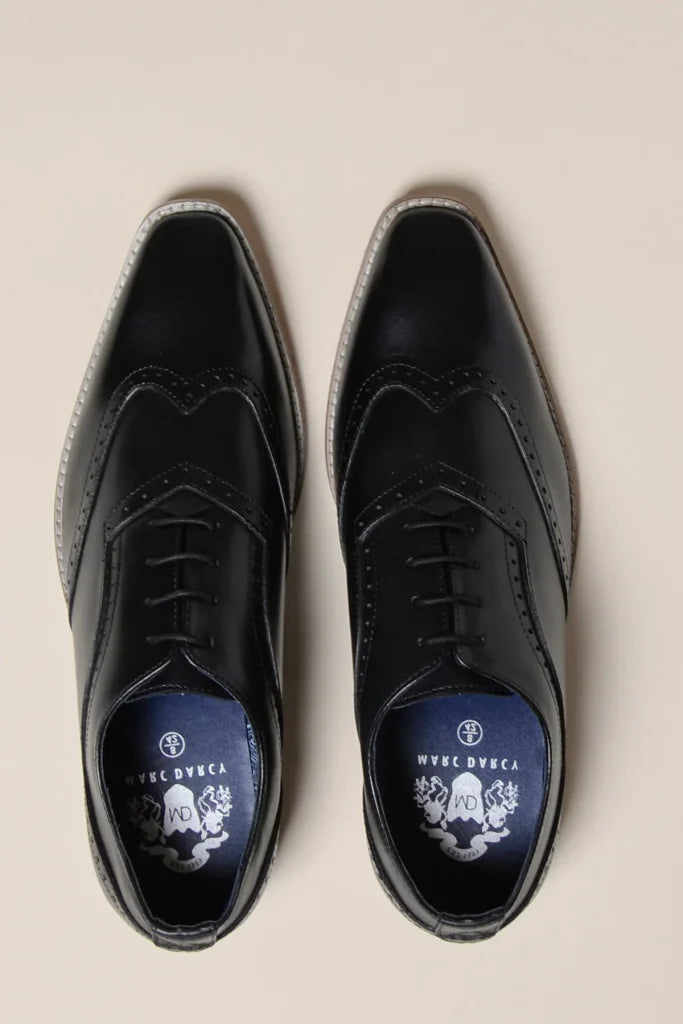 Schwarze Lederschuhe Marc Darcy Dawson - Wingtip Brogue