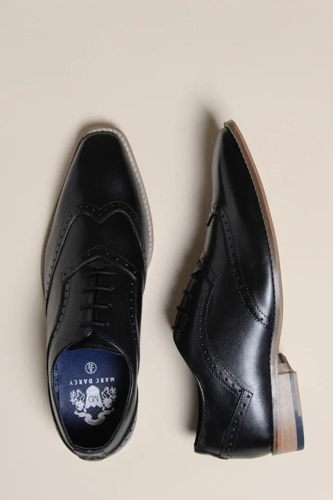 Schwarze Lederschuhe Marc Darcy Dawson - Wingtip Brogue