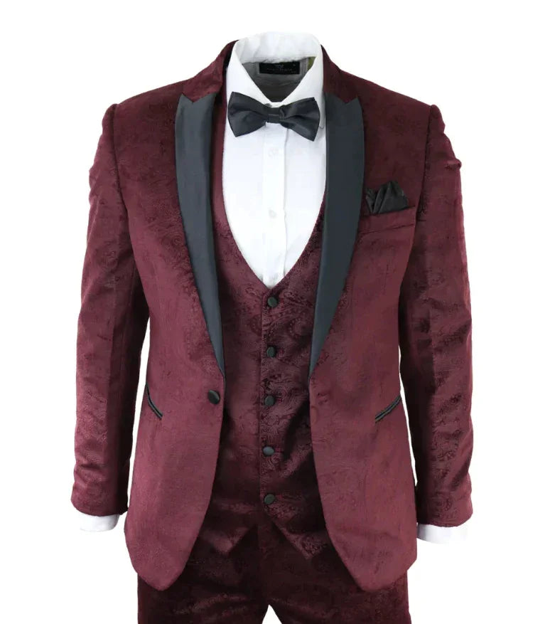 Smoking Weinrot Samt Paisley - tuxedo