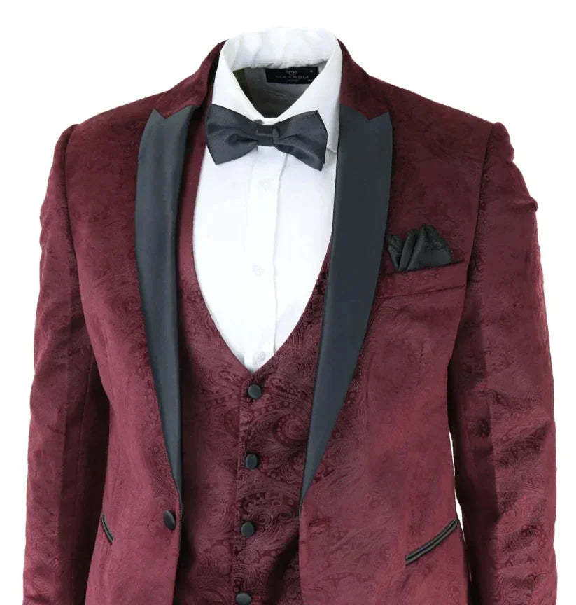 Smoking Weinrot Samt Paisley - tuxedo