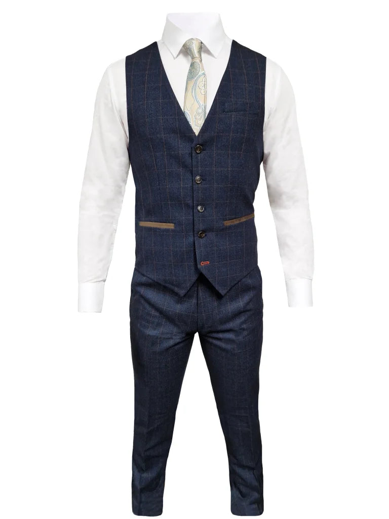 TAVERNY Admiral - Herrenanzug Marineblauer Check