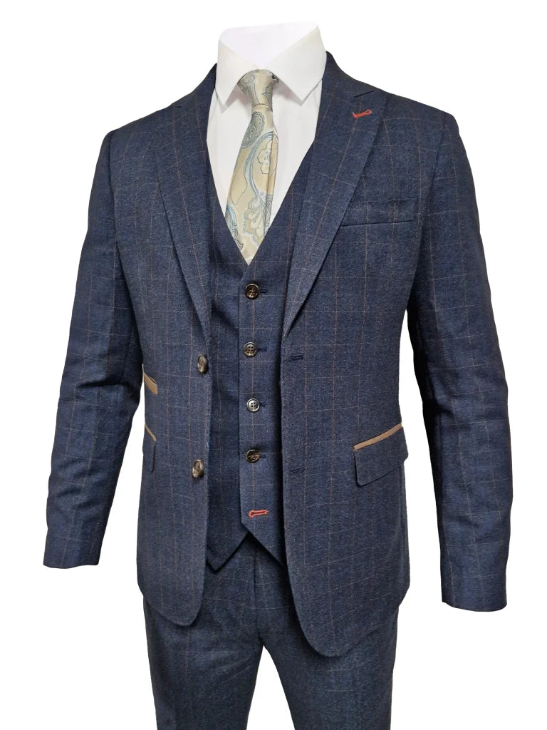 TAVERNY Admiral - Herrenanzug Marineblauer Check