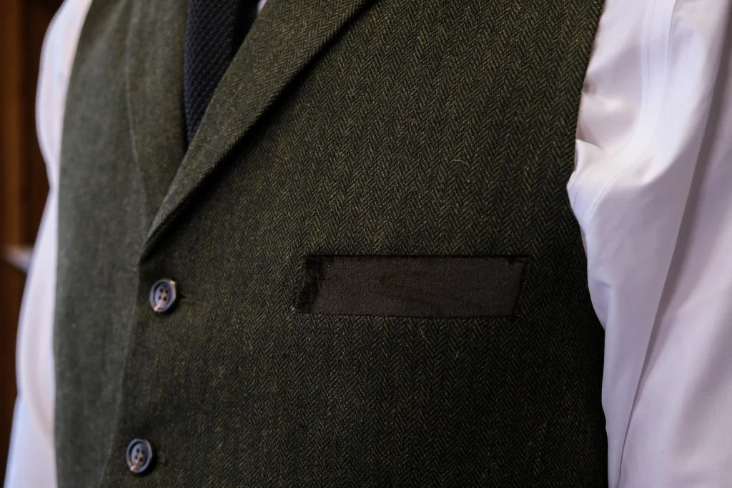 TAVERNY Chief - Herrenanzug Olive Tweed - driedelig pak