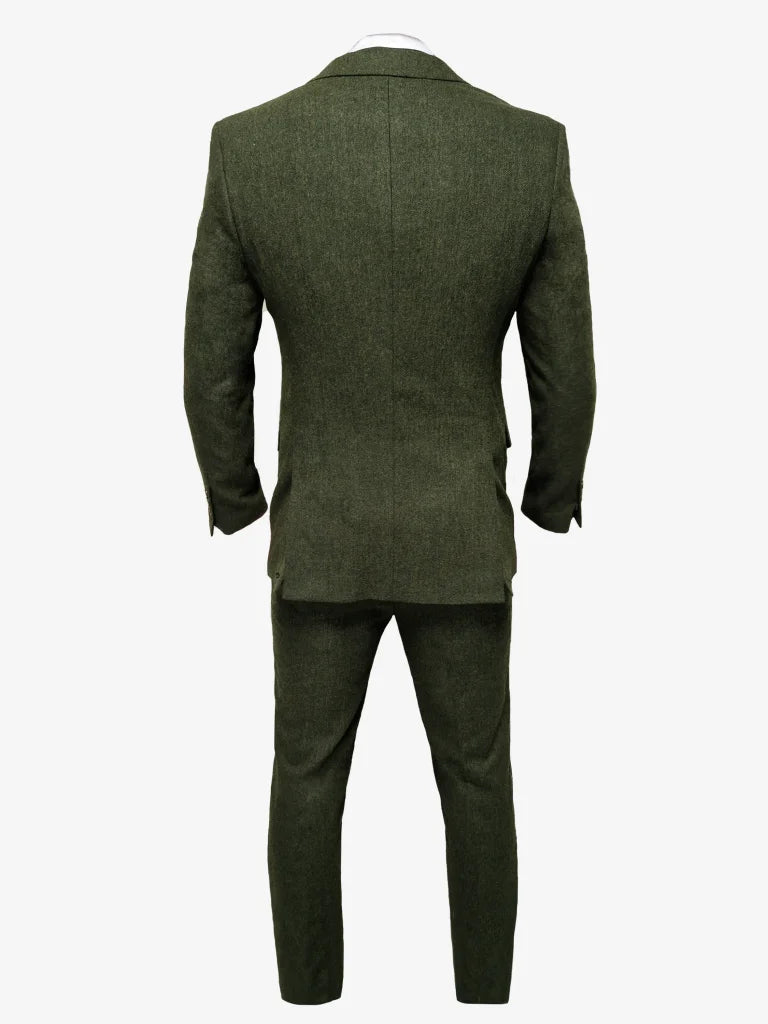 TAVERNY Chief - Herrenanzug Olive Tweed - driedelig pak