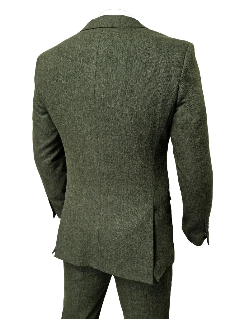 TAVERNY Chief - Herrenanzug Olive Tweed - driedelig pak