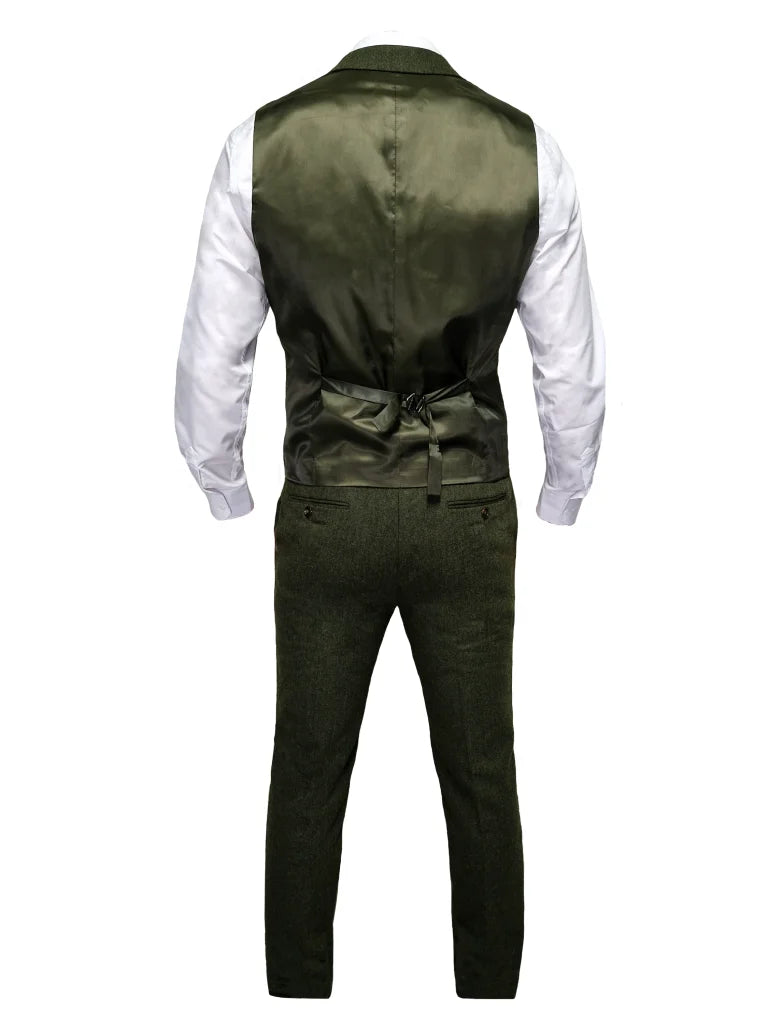 TAVERNY Chief - Herrenanzug Olive Tweed - driedelig pak