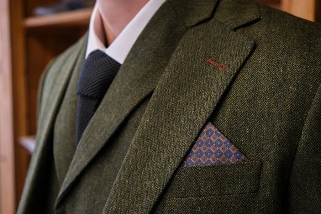 TAVERNY Chief - Herrenanzug Olive Tweed - driedelig pak