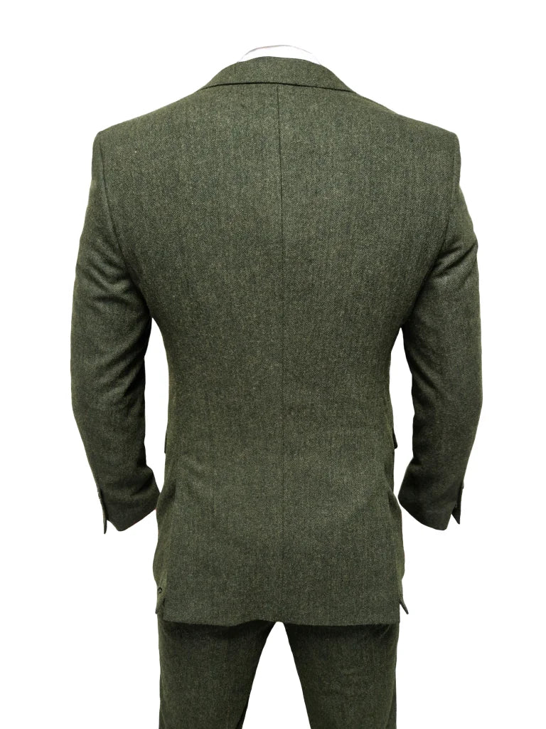 TAVERNY Chief - Herrenanzug Olive Tweed - driedelig pak