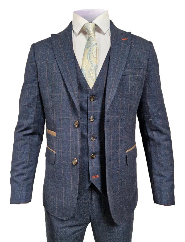 TAVERNY Admiral - Herrenanzug Marineblauer Check